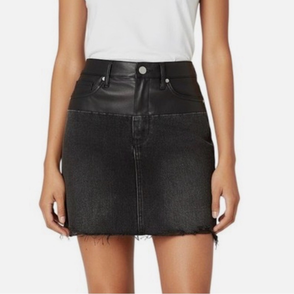 NEW! Blank NYC Black Faux Leather-Trim Mini Skirt Size 28 (6)